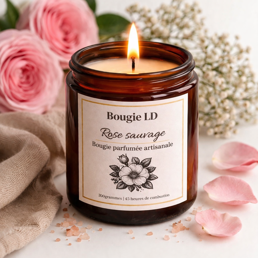 🌹 Bougie parfumée Rose sauvage artisanale