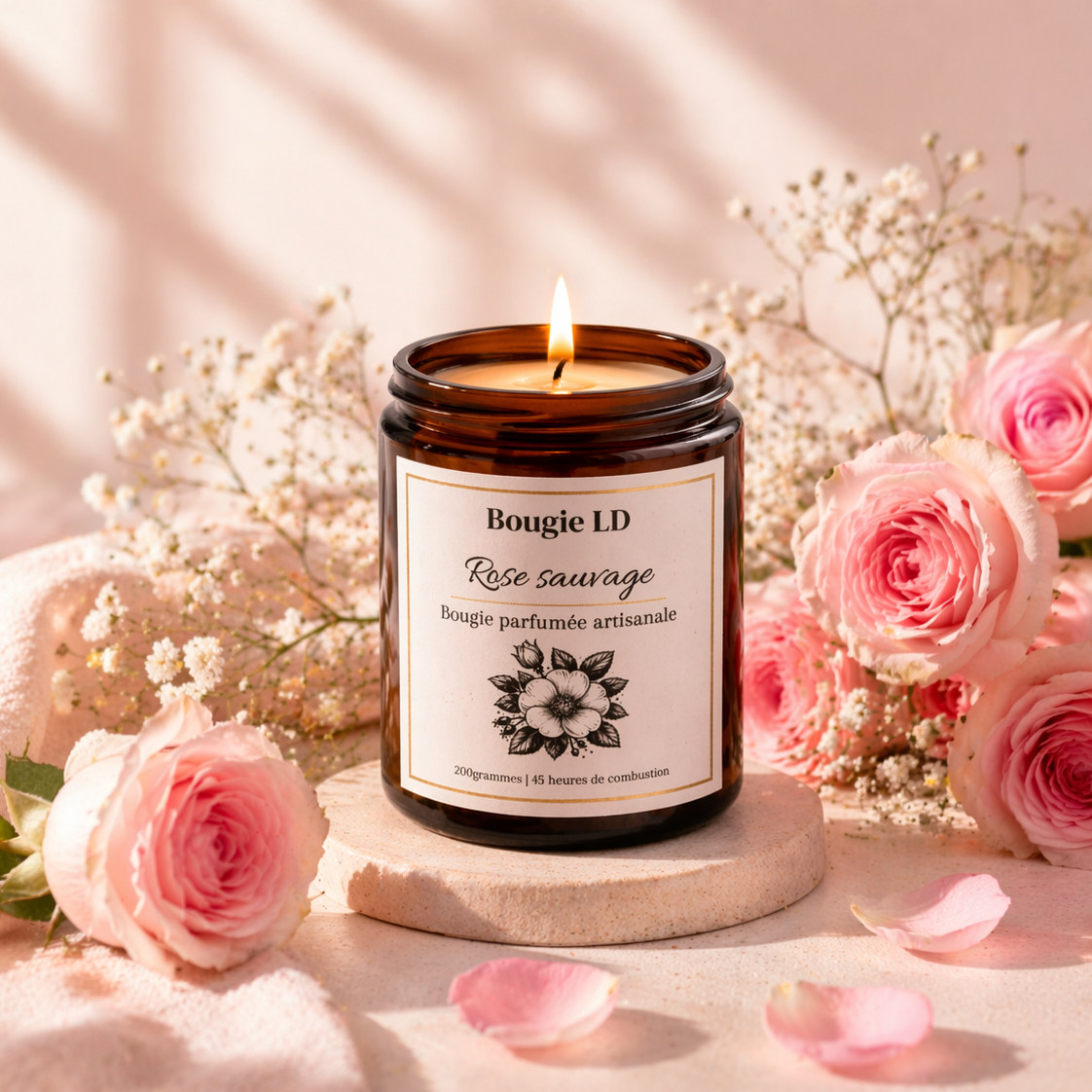 🌹 Bougie parfumée Rose sauvage artisanale
