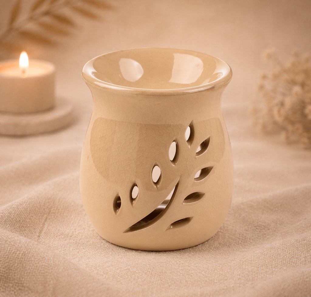 🌿 Brûleur en Céramique – Design Feuille